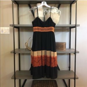 Anthropologie black crochet cocktail dress
